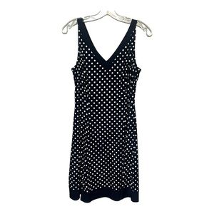 Lauren Ralph Lauren Polka Dot Tank Dress Navy & White Jersey Knit V-Neck Midi 10